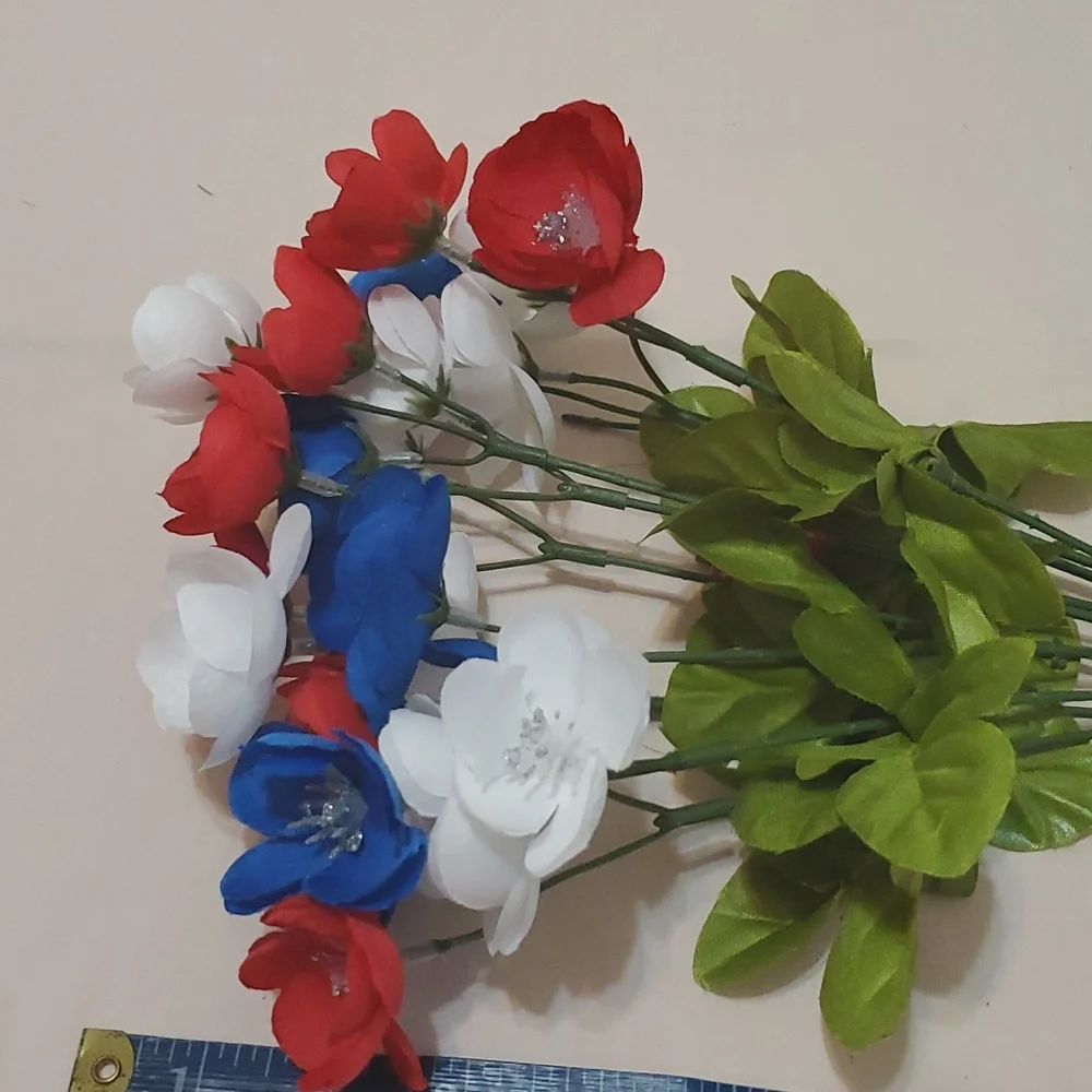 5 Faux Bouquets Red/Blue/White
